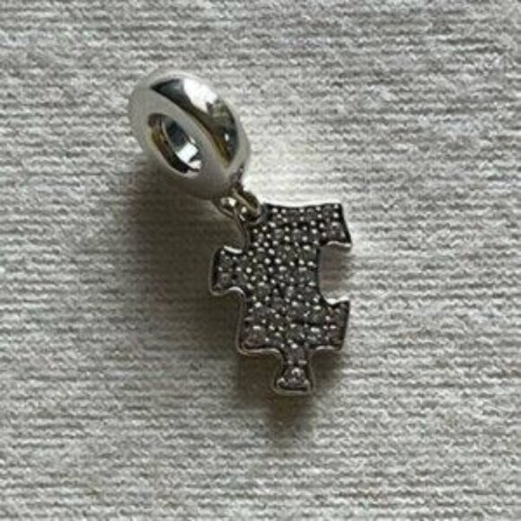 Authentic Pandora Sparkling Puzzle Piece Dangle Charm. - Picture 2 of 5